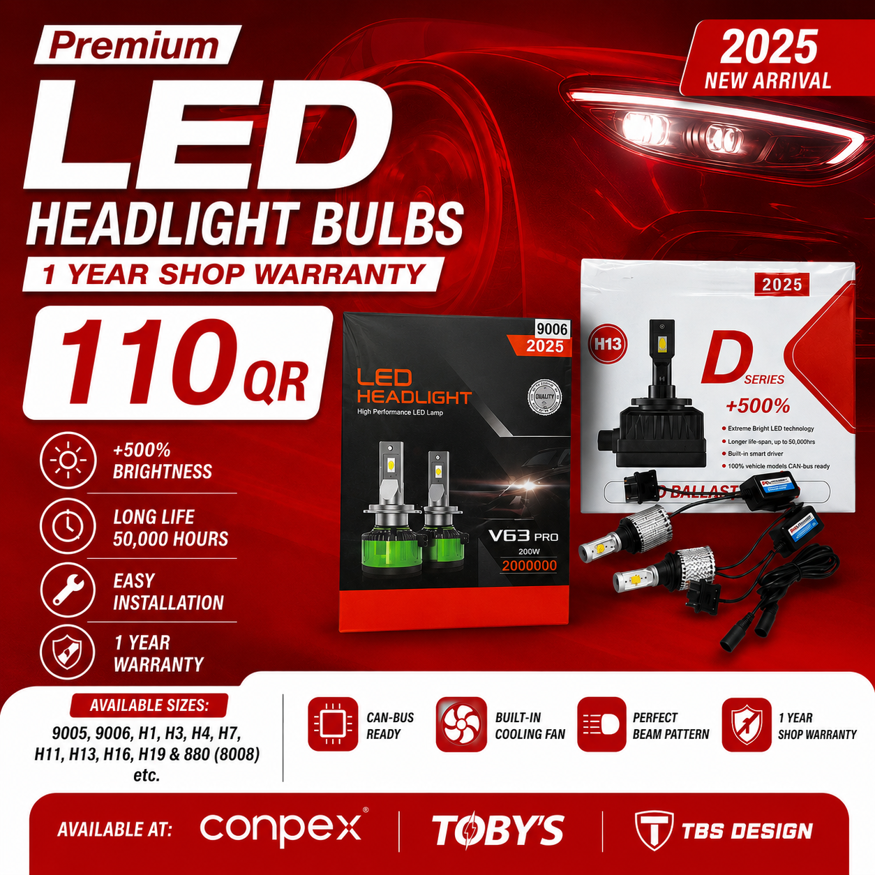Premium LED Headlight Bulbs – 1 Year Shop Warranty | QAR 110